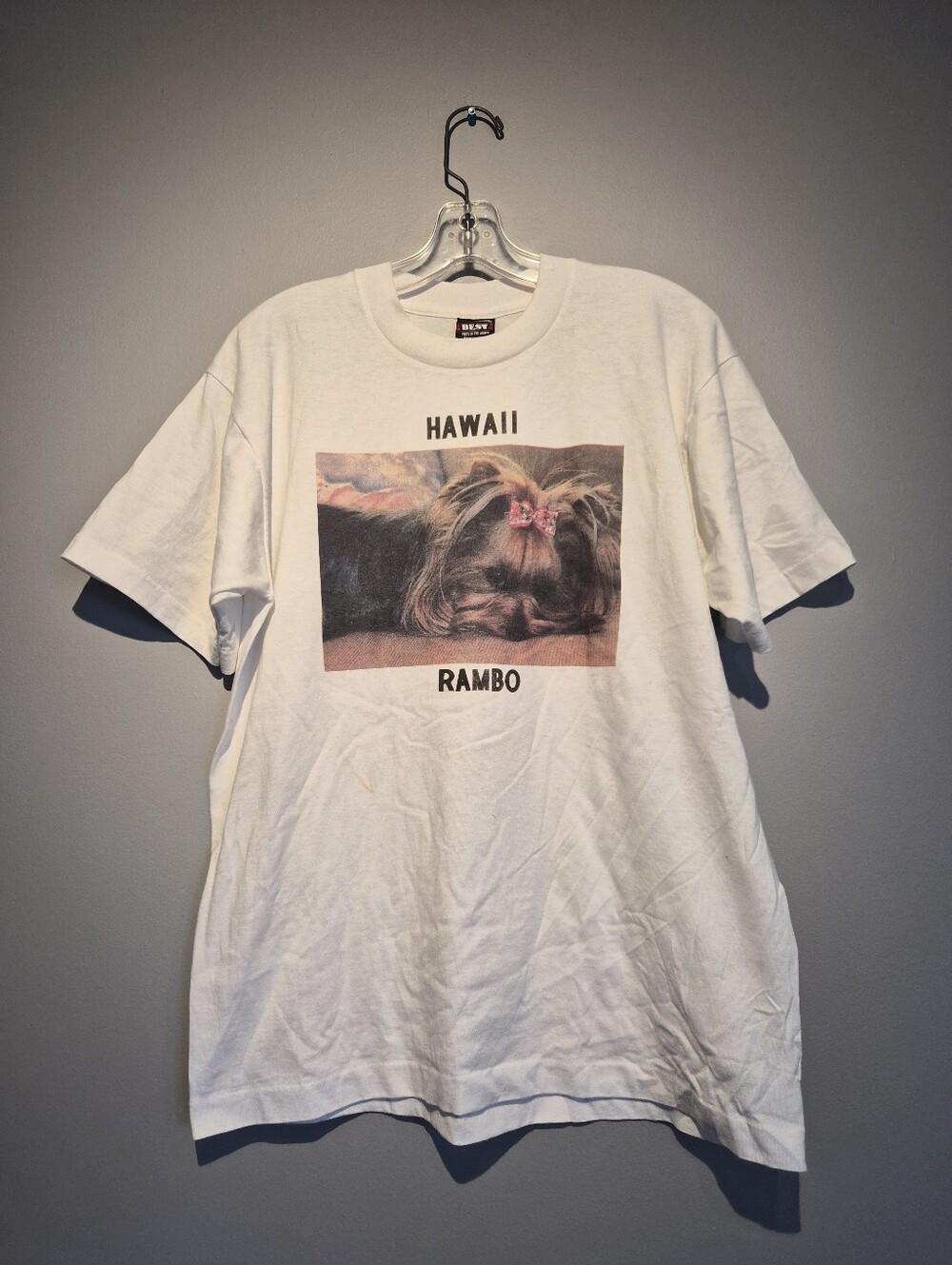 Vintage Hawaii Rambo White Graphic T-Shirt | Size Large